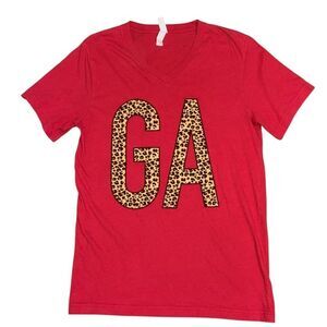 Georgia Leopard Print V-neck T-shirt